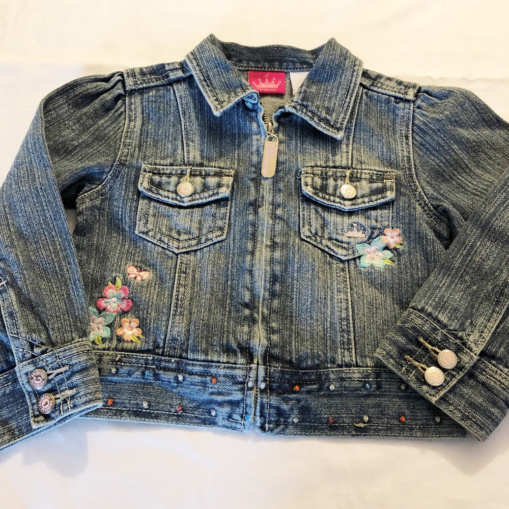 Jacket Disney Princess toddler girls size 3T new denim 54% ramie 46% cotton zip